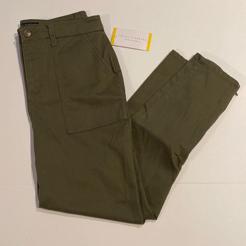 Social Standard by Sanctuary SZ 8 Olive Green Logan Utility Pants New D28